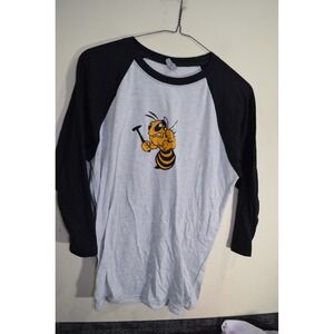 Vtg Y2K Randolph Macon College Yellow Jackets Raglan 3/4 Sleeve T Shirt MENS L